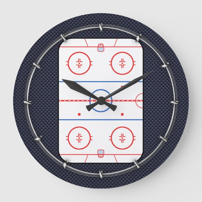Hockey Game Assion Carbon Fiber Stil Stor Klocka (Framsida)