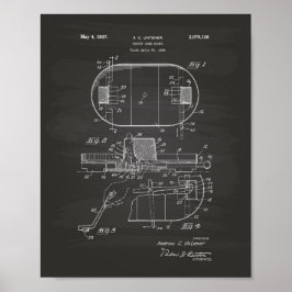 Hockey Game Board 1937 Patent Art - Chalkboard Poster