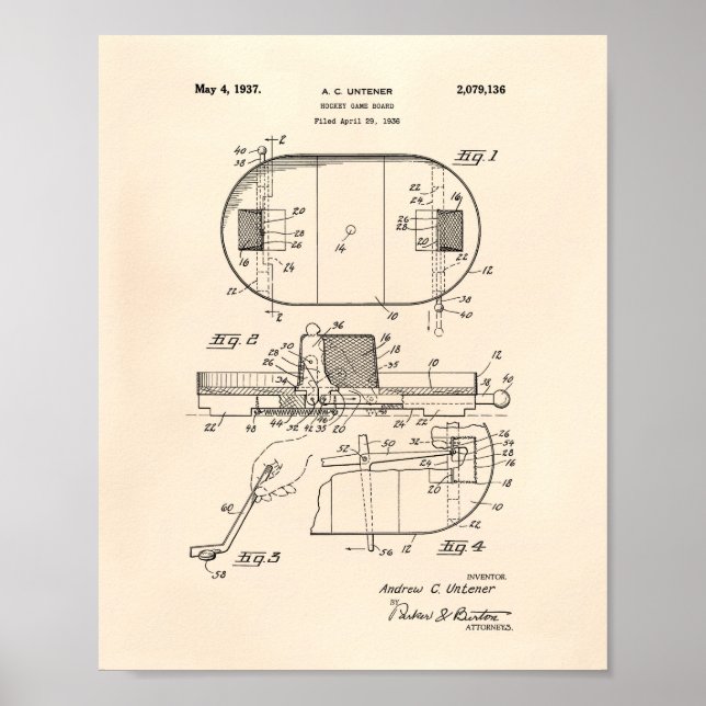 Hockey Game Board 1937 Patent Art - Old Peper Poster (Framsidan)