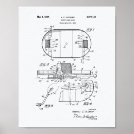 Hockey Game Board 1937 Patent Art - White Papper Poster