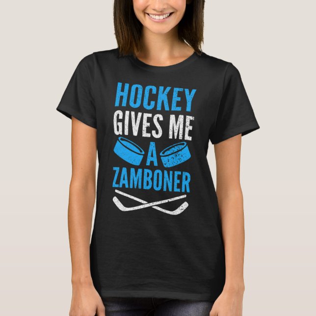 Hockey Ge Me A Zamboner T Shirt (Framsida)