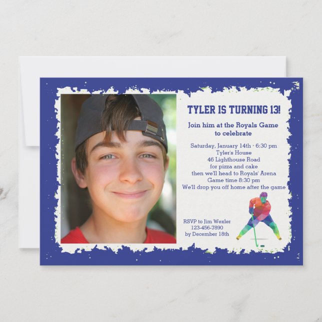 Hockey Geometrics Fotoinbjudan Inbjudningar (Framsida)