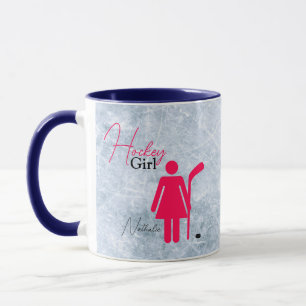 Hockey Girl Shock rosa Mugg