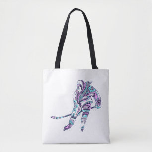 Hockey Girl Skater Silhouette Paisley Tygkasse