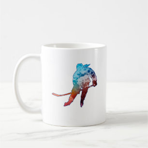 Hockey Girl Skater Silhouette Watercolor Kaffemugg