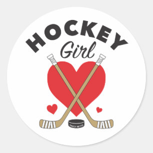 Hockey Girl Women's Girls Kärlek Heart Hockey Stic Runt Klistermärke