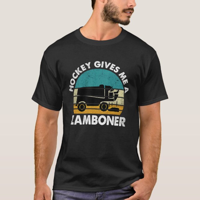Hockey Gives Me A Zamboner Funny Hockey Retro Vint T Shirt (Framsida)