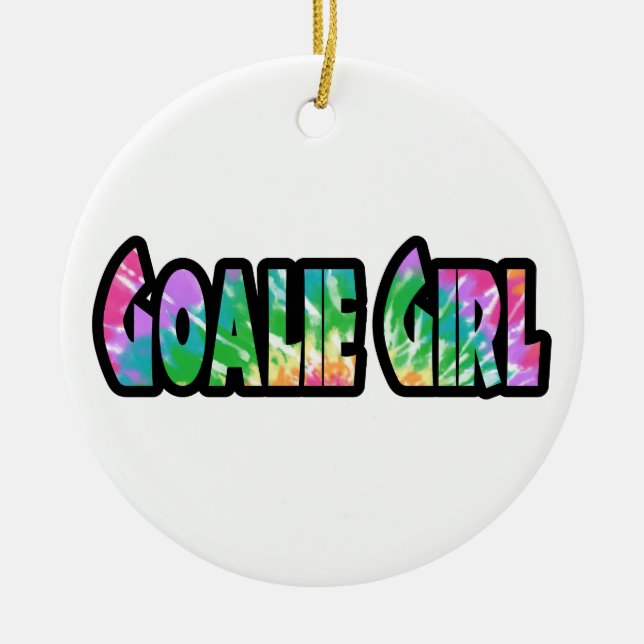 Hockey Goalie Girl Tie Dye Julgransprydnad Keramik (Framsidan)