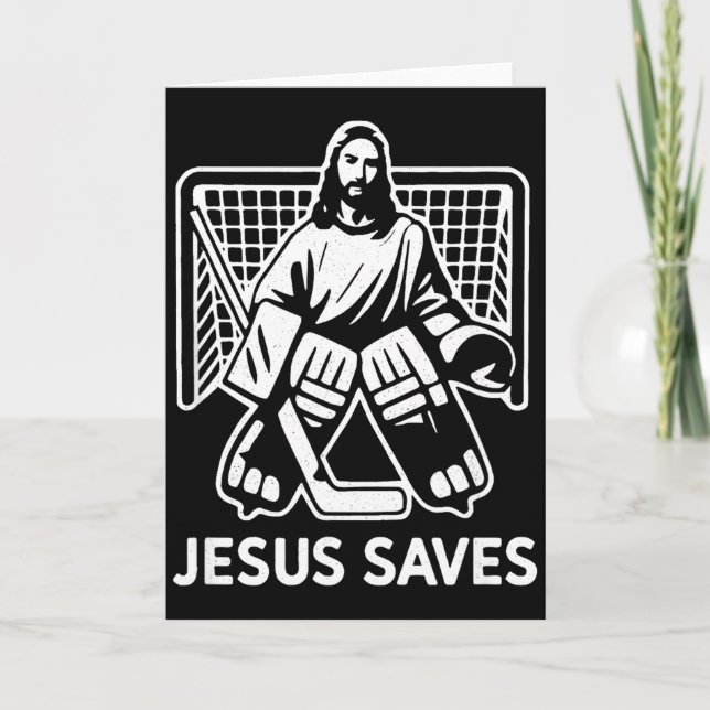 Hockey Goalie Goalkeeper Jesus Saves Christian Hoc Kort (Framsida)
