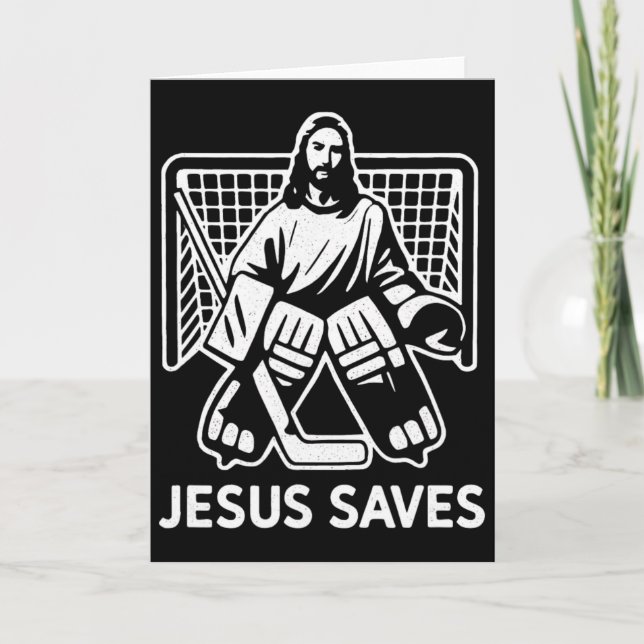 Hockey Goalie Goalkeeper Jesus Saves Christian Hoc Kort (Framsida)
