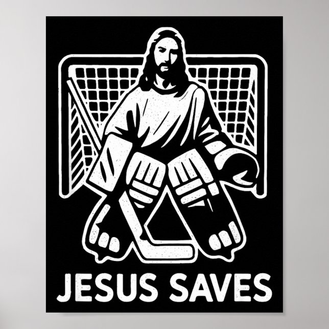 Hockey Goalie Goalkeeper Jesus Saves Christian Hoc Poster (Framsidan)