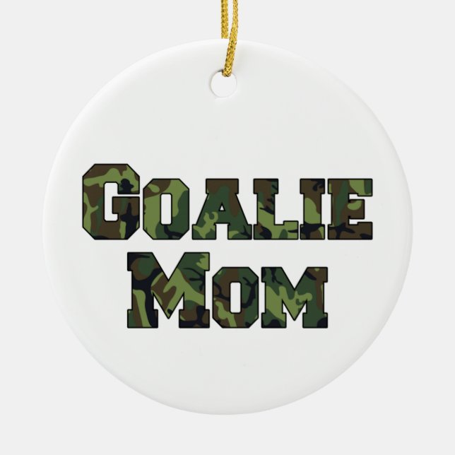 Hockey Goalie Mamma Camo Lettering Julgransprydnad Keramik (Framsidan)