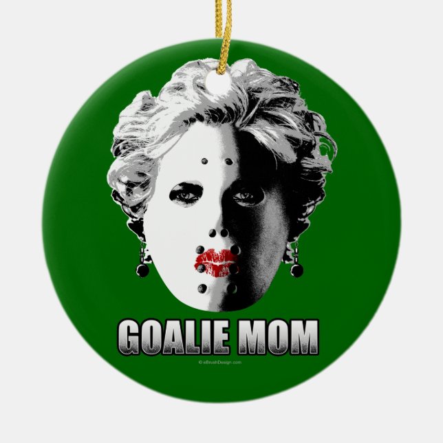 Hockey Goalie Mamma Julgransprydnad Keramik (Framsidan)