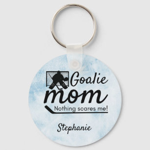Hockey Goalie Mamma Keychain skrämde inte blå is Nyckelring