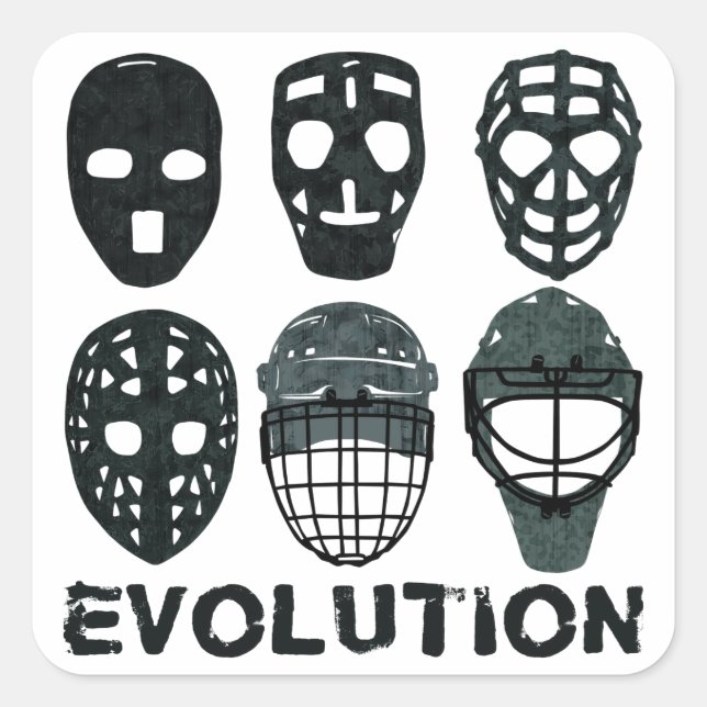 Hockey Goalie Mask Evolution Fyrkantigt Klistermärke (Framsida)