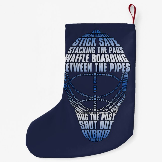 Hockey Goalie Mask Ord Art Liten Julstrumpa (Baksidan)