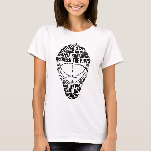 Hockey Goalie Mask Ord Art, med Namn och nummer T-shirt (Framsida)