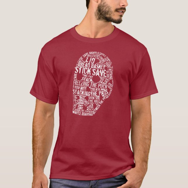 Hockey Goalie Mask Text T-Shirt, Namn och nummer Tee (Framsida)