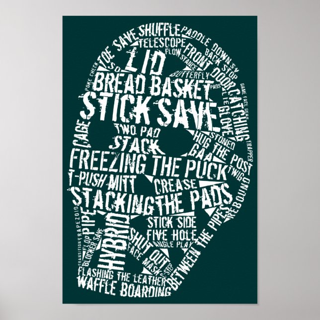 Hockey Goalie Mask Typography Poster (Framsidan)