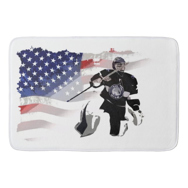 Hockey Goalie och US Flagga Badrumsmatta (Framsidan)