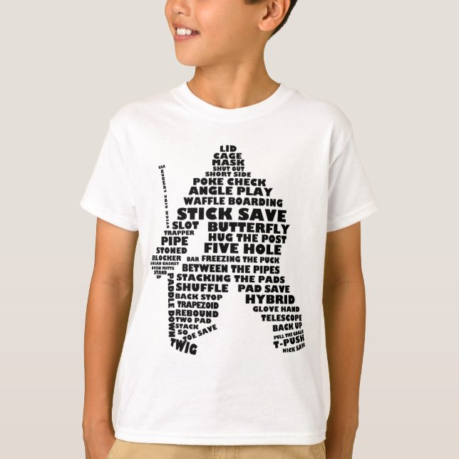 Hockey Goalie Ord Art Children's T-Shirt (Framsida)