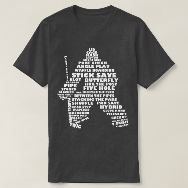 Hockey Goalie Ord Art, med Namn och nummer T Shirt (Design framsida)