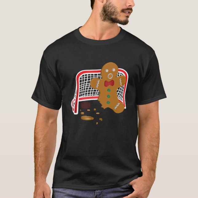 Hockey Goalie - Pepparkaksgubbe på julen T Shirt (Framsida)