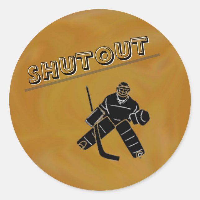 Hockey Goalie Shutout Sticker Runt Klistermärke (Framsida)