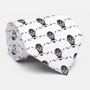 Hockey Goalie Skull och Sticks Tie Slips