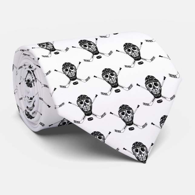 Hockey Goalie Skull och Sticks Tie Slips (Rullad)