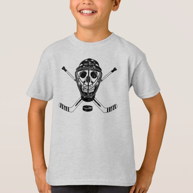 Hockey Goalie Skull Youth T-Shirt (Framsida)
