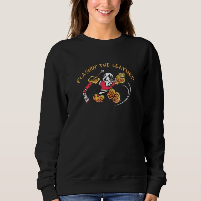 Hockey Goalie Small Sparar Flashin's läderglo T Shirt (Framsida)