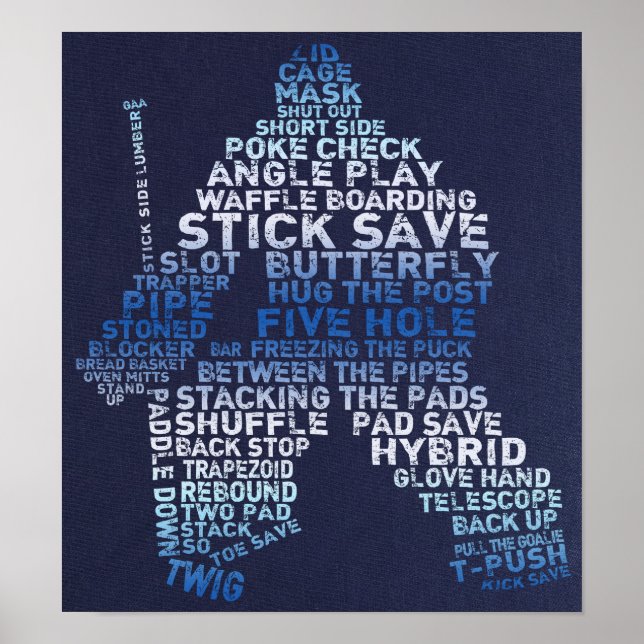 Hockey Goalie Text Art Poster (Framsidan)