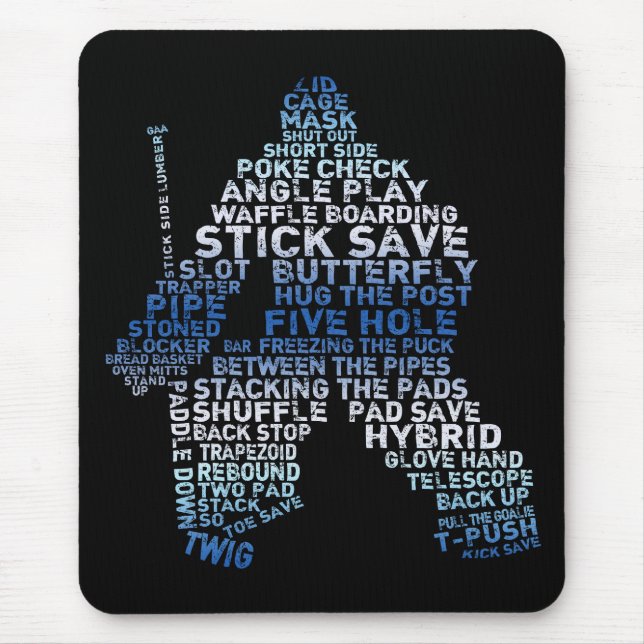 Hockey Goalie Text Mousepad Musmatta (Framsidan)