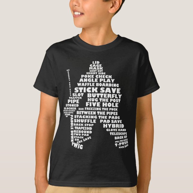 Hockey Goalie Typografiska Barns T-Shirt (Framsida)