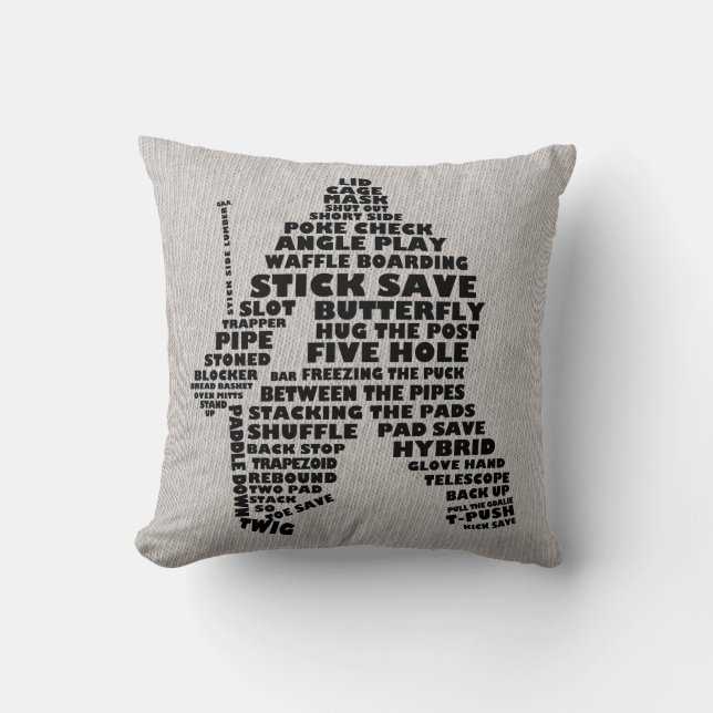 Hockey Goalie Typography Anpassade Pillow Kudde (Framsida)