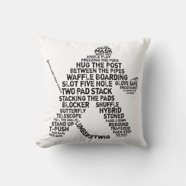 Hockey Goalie Typography Anpassade Pillow Kudde (Framsida)