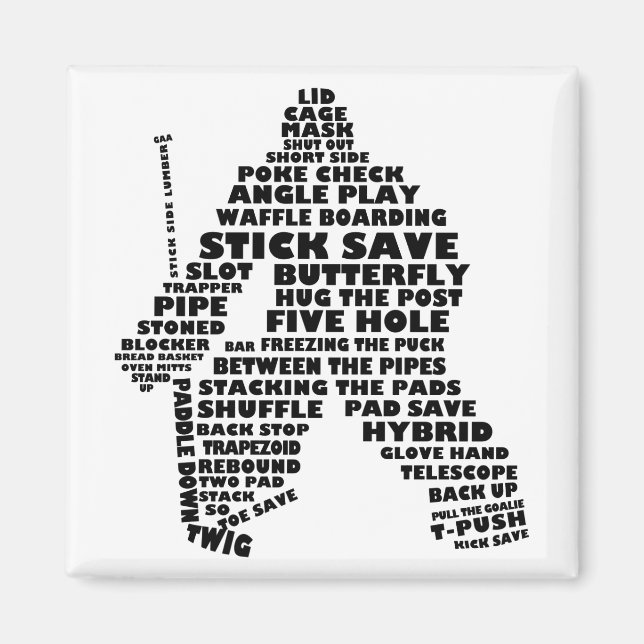 Hockey Goalie Typography Magnet (Framsidan)