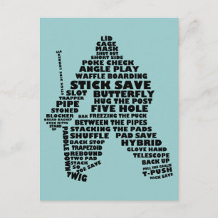 Hockey Goalie Typography-vykort Vykort