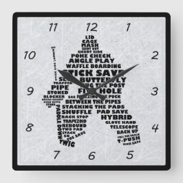 Hockey Goalie Typography Wall Clock Fyrkantig Klocka
