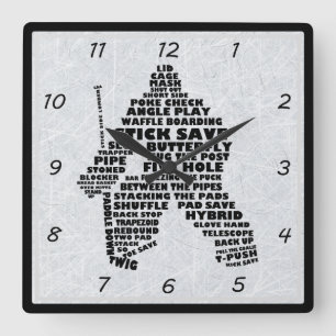 Hockey Goalie Typography Wall Clock Fyrkantig Klocka