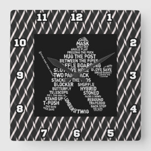 Hockey Goalie Typography Wall Clock Fyrkantig Klocka