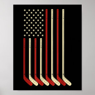 Hockey Goalie USA flagga Hockey Stick Ice Hockey Poster