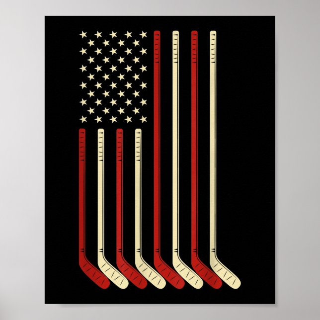 Hockey Goalie USA flagga Hockey Stick Ice Hockey Poster (Framsidan)