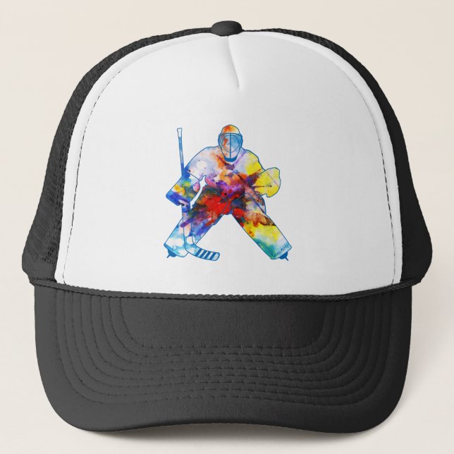 Hockey Goalie Watercolor Keps (Framsida)