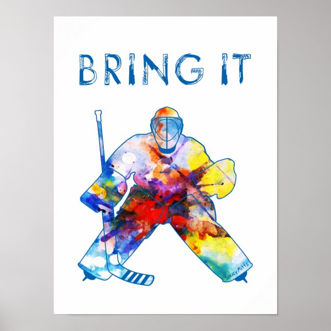 Hockey Goalie Watercolor Poster (Framsidan)
