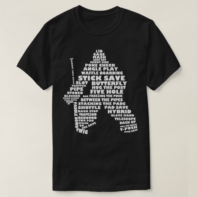 Hockey Goaltender Ord Art T Shirt (Design framsida)