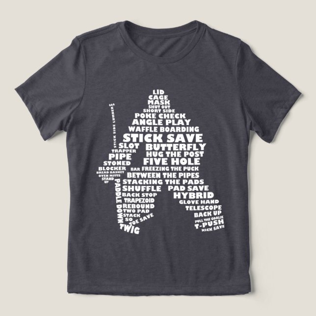 Hockey Goaltender Ord Art Tee Shirt (Design Framsida)