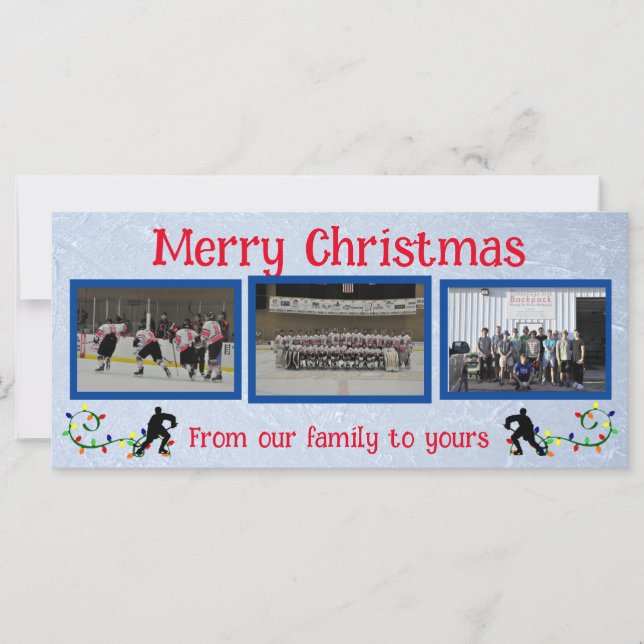 Hockey God jul Flat Photo Card (Framsida)
