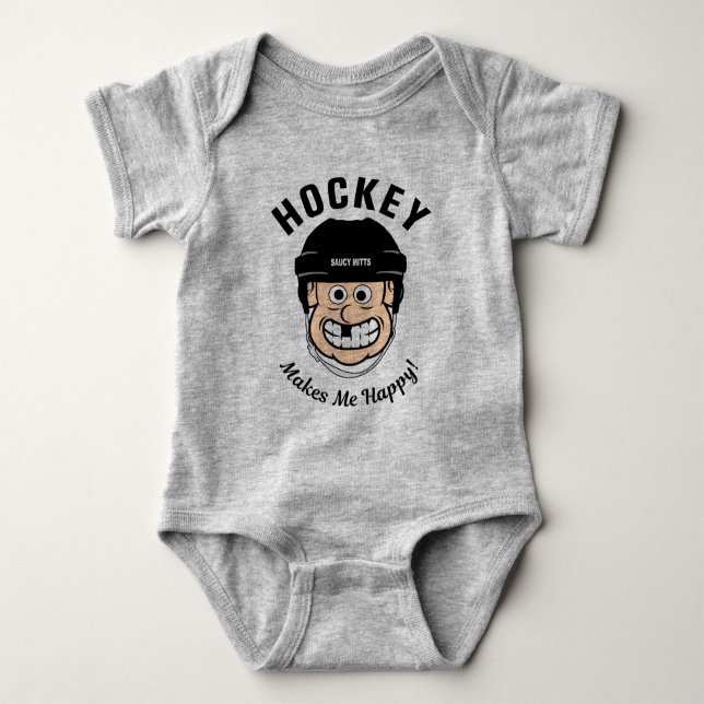 Hockey gör mig Lycklig Funny Hockey Player T Shirt (Framsida)